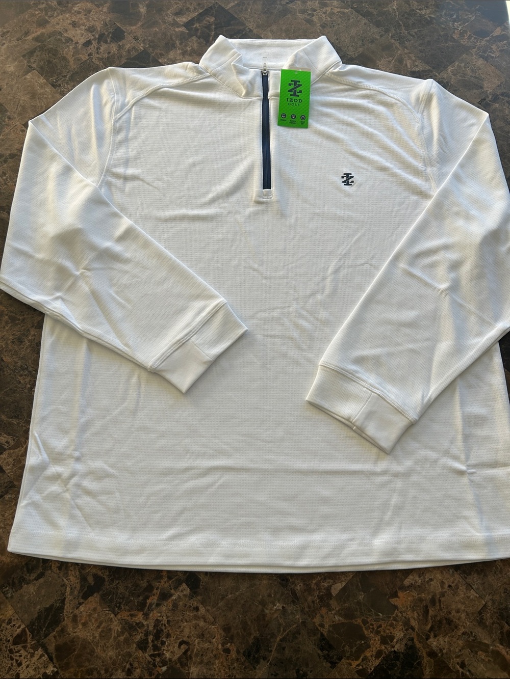 NWT 🆕 Izod Golf White Men's Quarter-Zip Performance Shirt size L